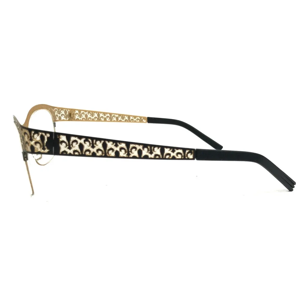 J.F. Rey Eyeglasses Frames JF2559 0050 Matte Black Gold Fleur De Lis 58-16-132